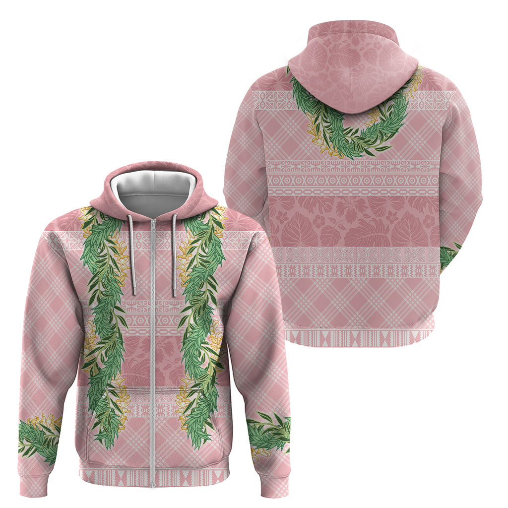 Hawai'i Paniolo Maile Twisted Lei Zip Hoodie Dusty Rose LT7 - Polynesian Pride