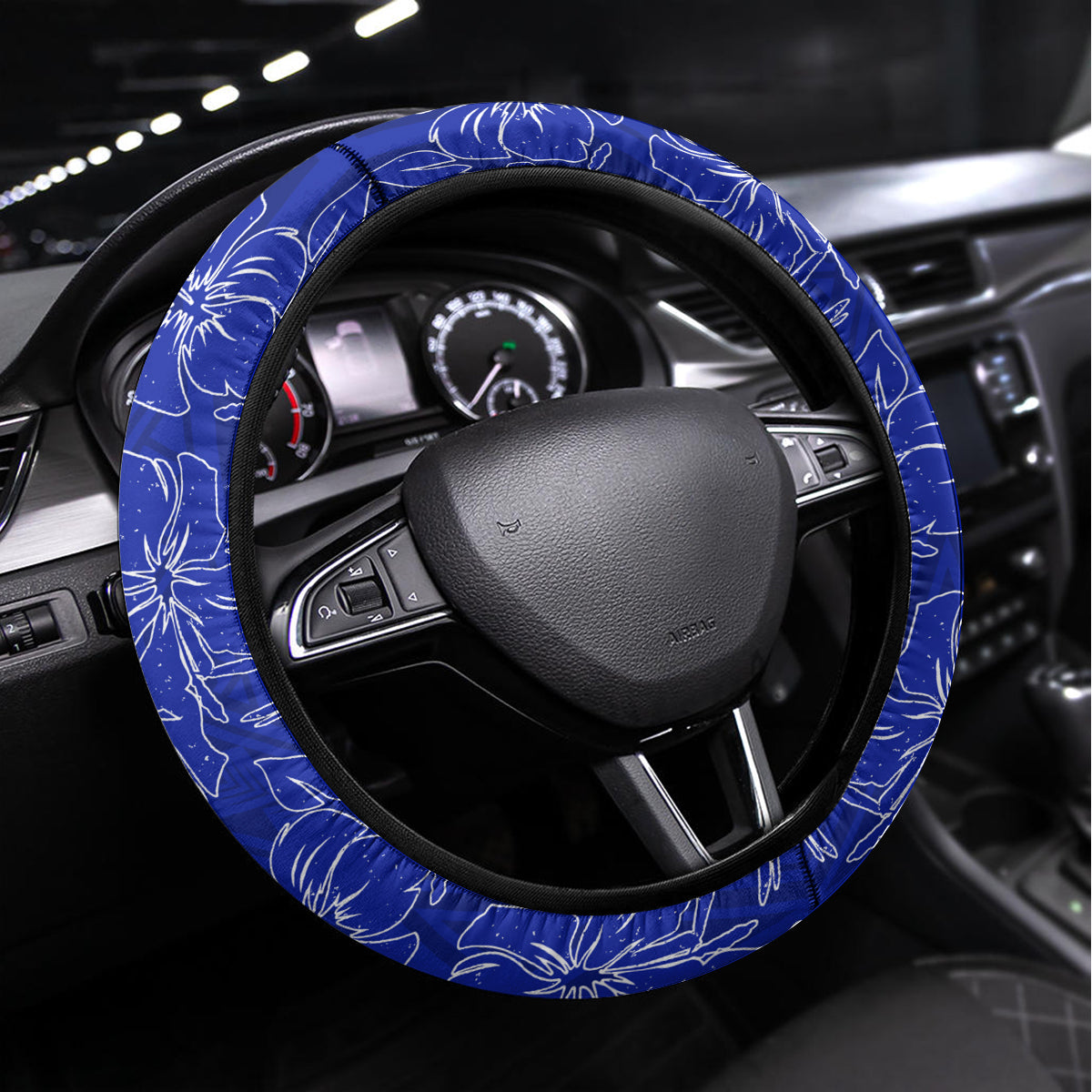 Personalised Fiji Natabua High School Steering Wheel Cover Kaviti Tapa Mix Colors Proud NHS