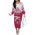 Personalised Fiji Adi Cakobau School Family Matching Off Shoulder Long Sleeve Dress and Hawaiian Shirt ACS Old Girls Lotus Mix Masi LT7 Mom's Dress Crimson - Polynesian Pride