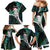 New Zealand Personalised Family Matching Mermaid Dress and Hawaiian Shirt Meri Kirihimete Kowhaiwhai Mix Paua Shell - Emerald