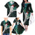 New Zealand Personalised Family Matching Off The Shoulder Long Sleeve Dress and Hawaiian Shirt Meri Kirihimete Kowhaiwhai Mix Paua Shell - Emerald