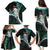 New Zealand Personalised Family Matching Puletasi and Hawaiian Shirt Meri Kirihimete Kowhaiwhai Mix Paua Shell - Emerald