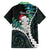 New Zealand Personalised Family Matching Puletasi and Hawaiian Shirt Meri Kirihimete Kowhaiwhai Mix Paua Shell - Emerald