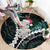 New Zealand Personalised Round Carpet Meri Kirihimete Kowhaiwhai Mix Paua Shell - Emerald