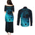 Polynesian Shark Couples Matching Puletasi Dress and Long Sleeve Button Shirt Under The Waves LT7 - Polynesian Pride