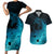 Polynesian Shark Couples Matching Short Sleeve Bodycon Dress and Hawaiian Shirt Under The Waves LT7 Dark Blue - Polynesian Pride