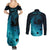 Polynesian Shark Couples Matching Summer Maxi Dress and Long Sleeve Button Shirt Under The Waves LT7 - Polynesian Pride