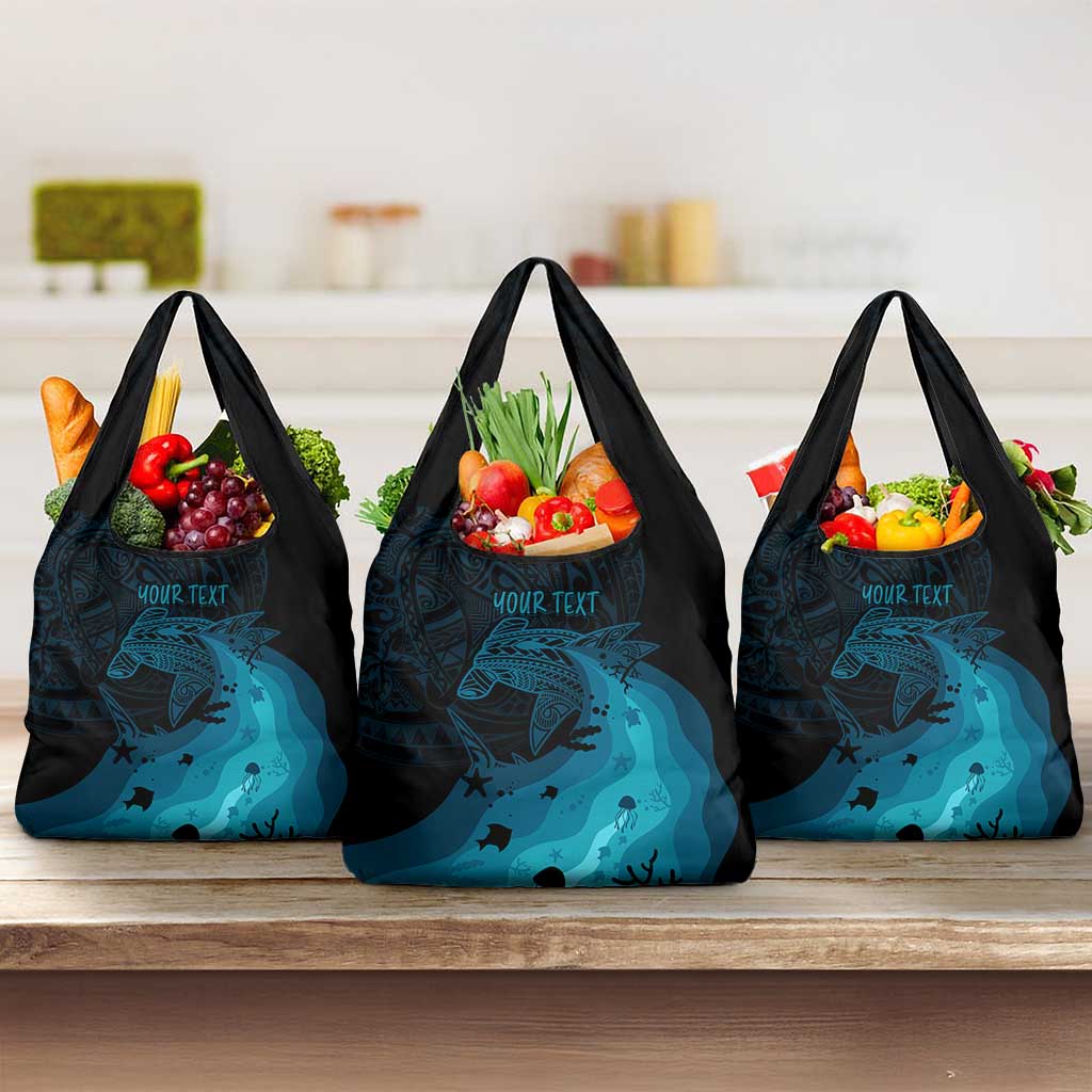 Polynesian Shark Grocery Bag Under The Waves LT7 3-pack One Size Dark Blue - Polynesian Pride