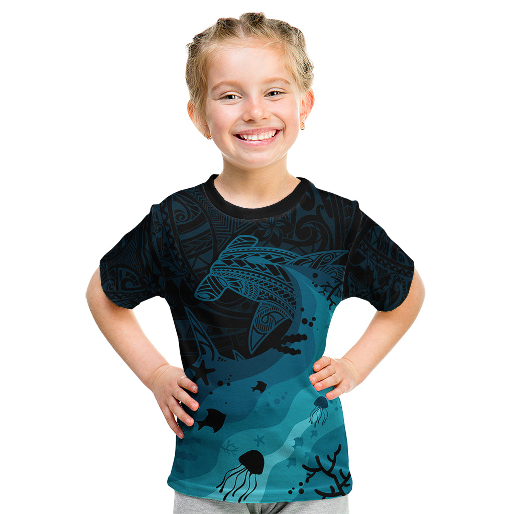 Polynesian Shark Kid T Shirt Under The Waves LT7 Dark Blue - Polynesian Pride