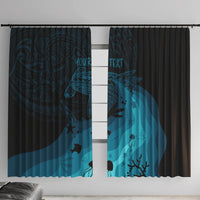 Polynesian Shark Window Curtain Under The Waves LT7 With Hooks Dark Blue - Polynesian Pride