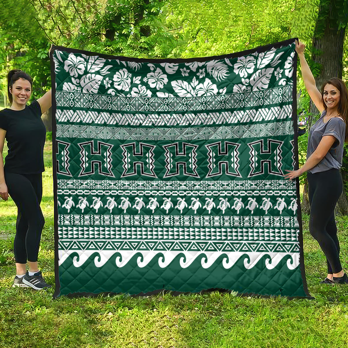 Hawaii Rainbow Warriors Christmas Quilt Kakau Motifs LT7 - Polynesian Pride