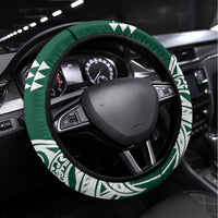 Hawaii Rainbow Warriors Christmas Steering Wheel Cover Kakau Motifs LT7 Universal Fit Green - Polynesian Pride