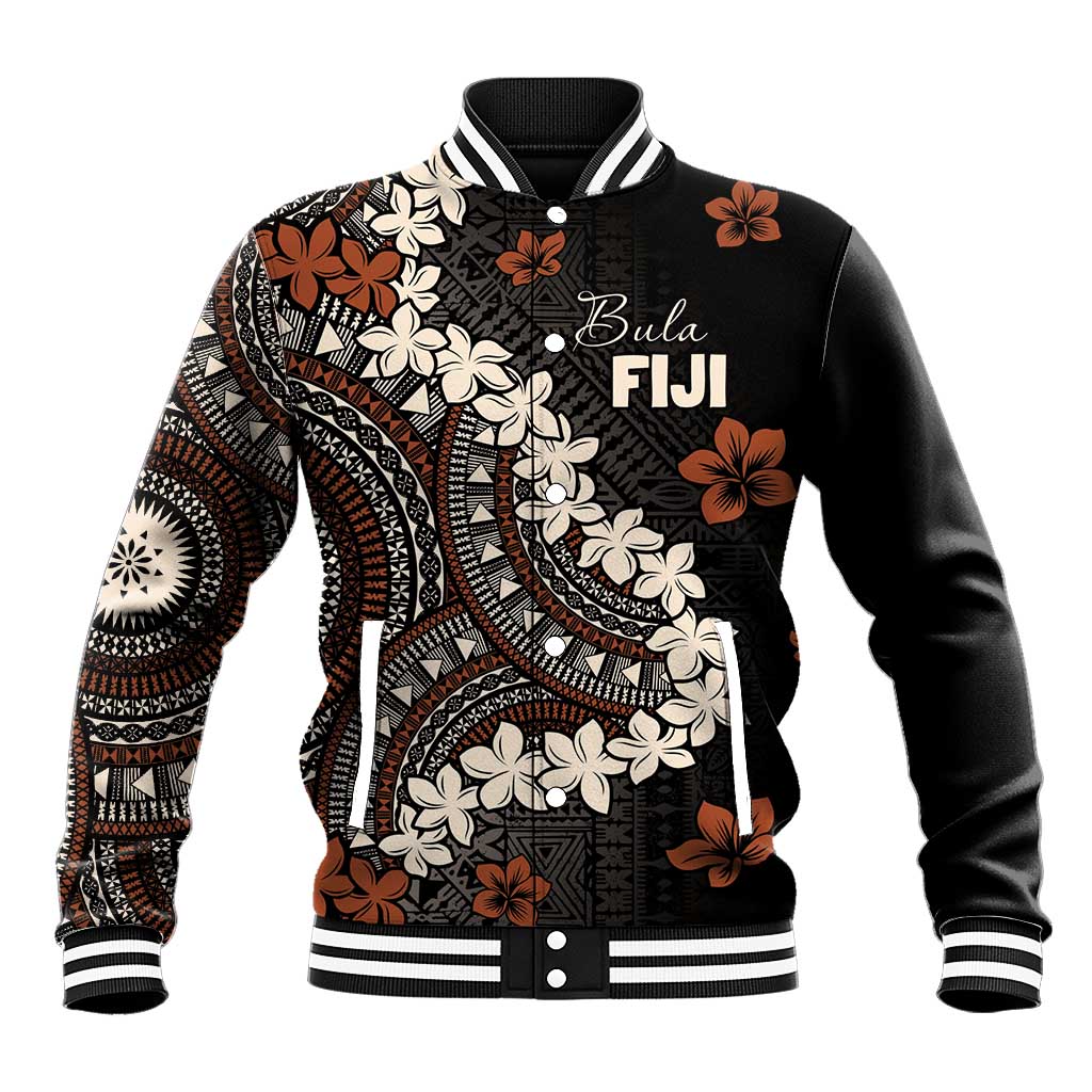 Bula Fiji Women's Day Baseball Jacket Classic Masi Tapa LT7 Unisex Brown - Polynesian Pride