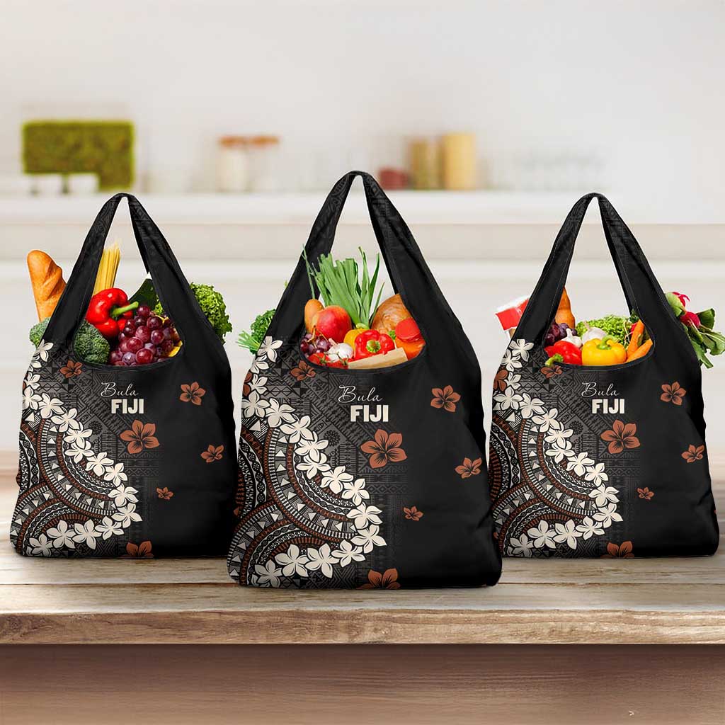 Bula Fiji Women's Day Grocery Bag Classic Masi Tapa LT7 3-pack One Size Brown - Polynesian Pride