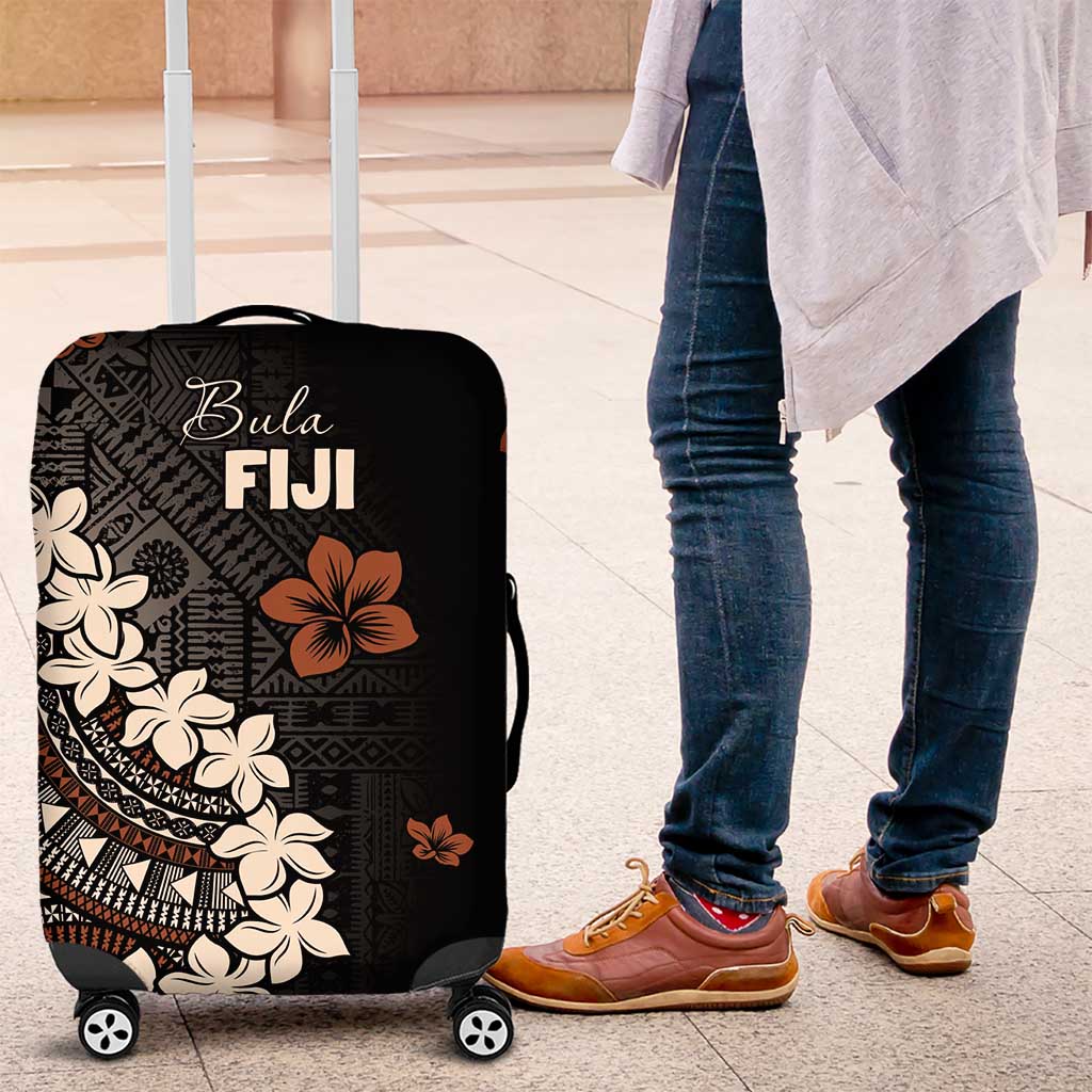 Bula Fiji Women's Day Luggage Cover Classic Masi Tapa LT7 Brown - Polynesian Pride