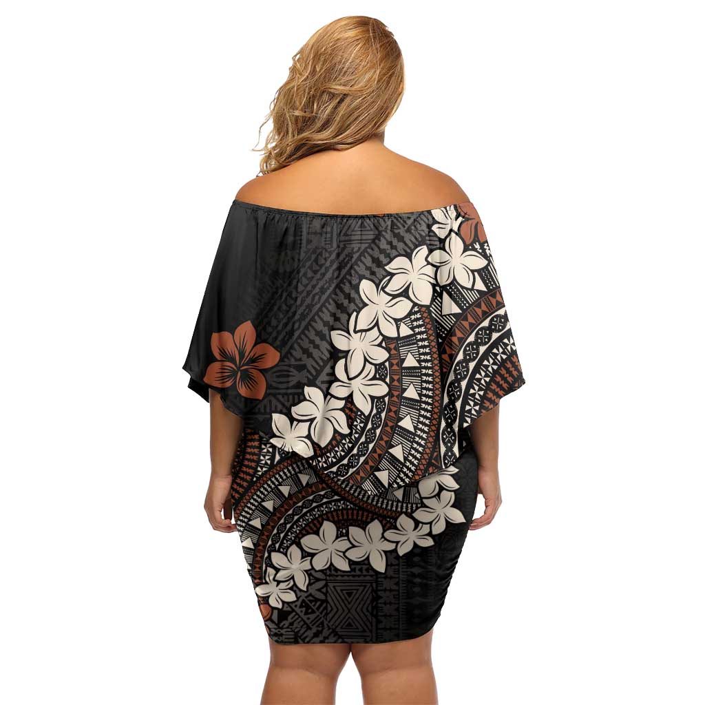 Bula Fiji Women's Day Off Shoulder Short Dress Classic Masi Tapa LT7 - Polynesian Pride