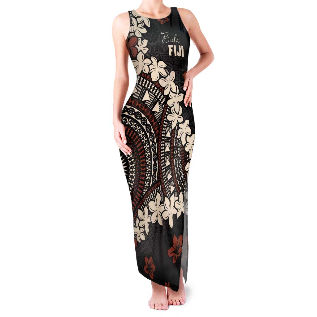 Bula Fiji Women's Day Tank Maxi Dress Classic Masi Tapa LT7 Women Brown - Polynesian Pride
