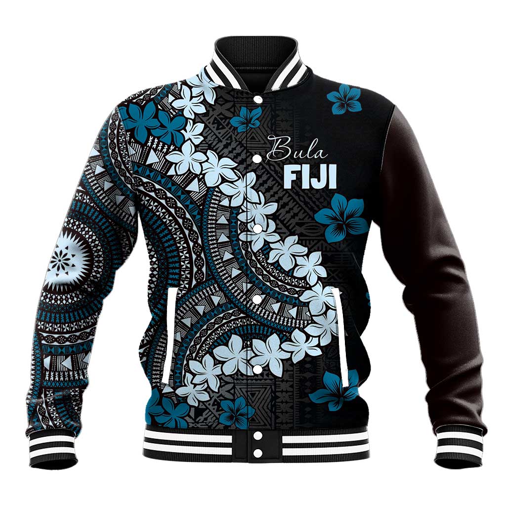 Bula Fiji Women's Day Baseball Jacket Indigo Masi Tapa LT7 Unisex Indigo - Polynesian Pride