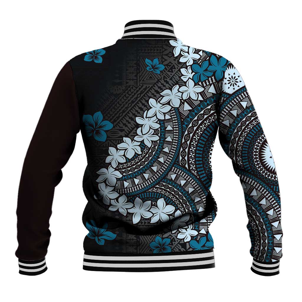 Bula Fiji Women's Day Baseball Jacket Indigo Masi Tapa LT7 - Polynesian Pride