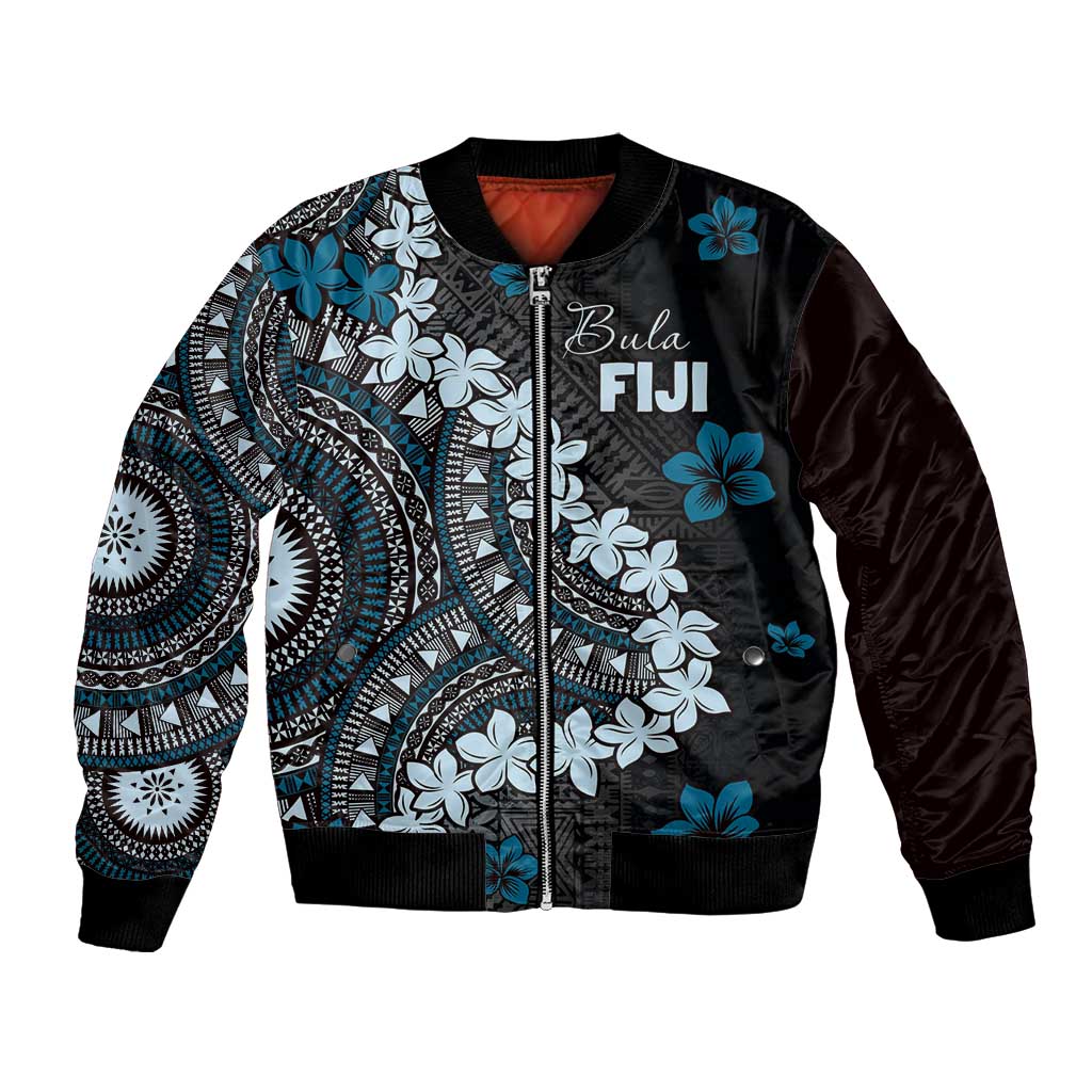 Bula Fiji Women's Day Bomber Jacket Indigo Masi Tapa LT7 Unisex Indigo - Polynesian Pride
