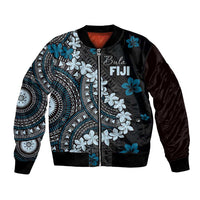 Bula Fiji Women's Day Bomber Jacket Indigo Masi Tapa LT7 Unisex Indigo - Polynesian Pride