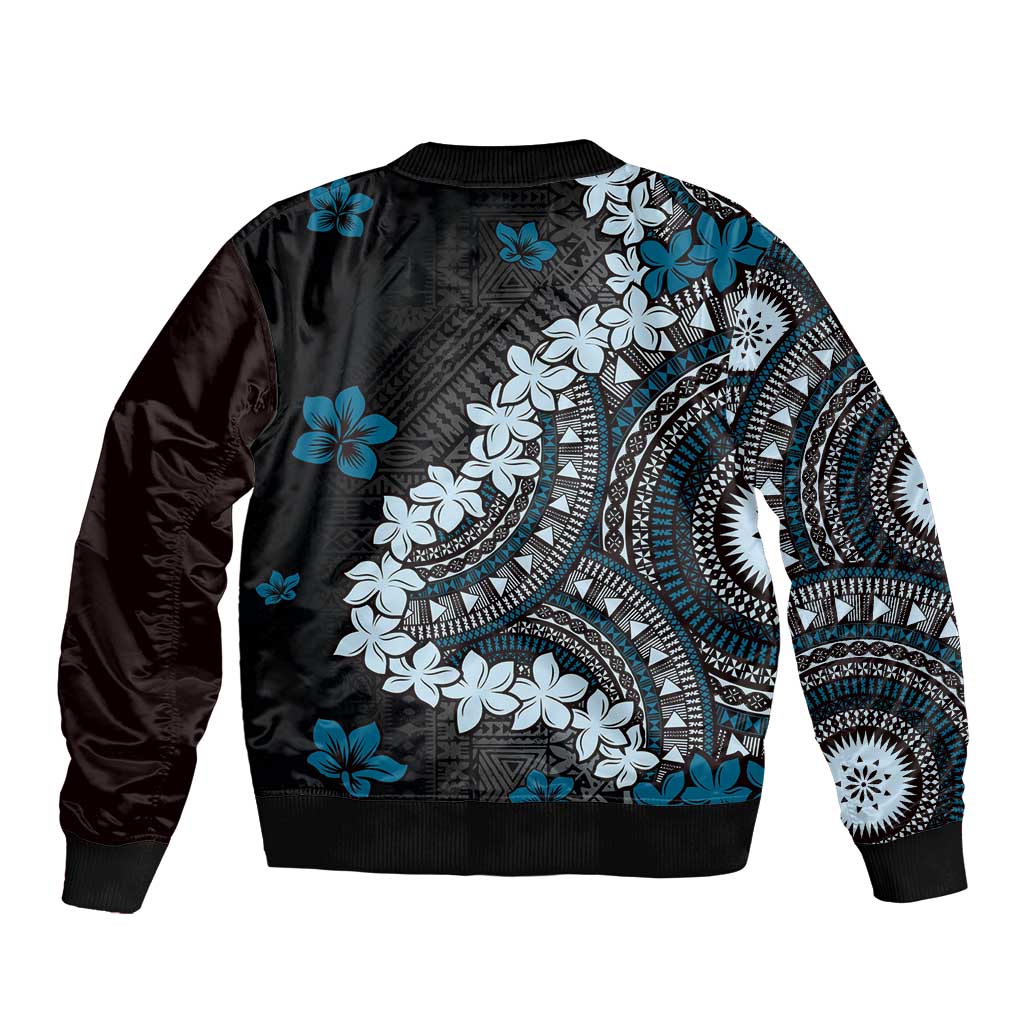 Bula Fiji Women's Day Bomber Jacket Indigo Masi Tapa LT7 - Polynesian Pride