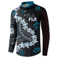 Bula Fiji Women's Day Button Sweatshirt Indigo Masi Tapa LT7 - Polynesian Pride