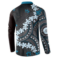 Bula Fiji Women's Day Button Sweatshirt Indigo Masi Tapa LT7 - Polynesian Pride