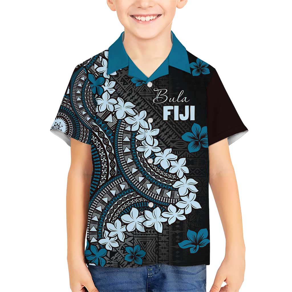 Bula Fiji Women's Day Kid Hawaiian Shirt Indigo Masi Tapa LT7 Kid Indigo - Polynesian Pride