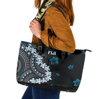 Bula Fiji Women's Day Leather Tote Bag Indigo Masi Tapa LT7 Indigo - Polynesian Pride