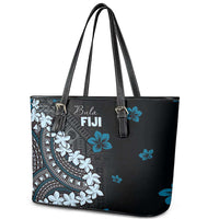 Bula Fiji Women's Day Leather Tote Bag Indigo Masi Tapa LT7 - Polynesian Pride