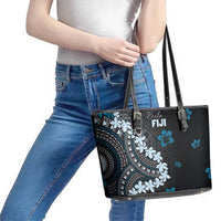 Bula Fiji Women's Day Leather Tote Bag Indigo Masi Tapa LT7 - Polynesian Pride