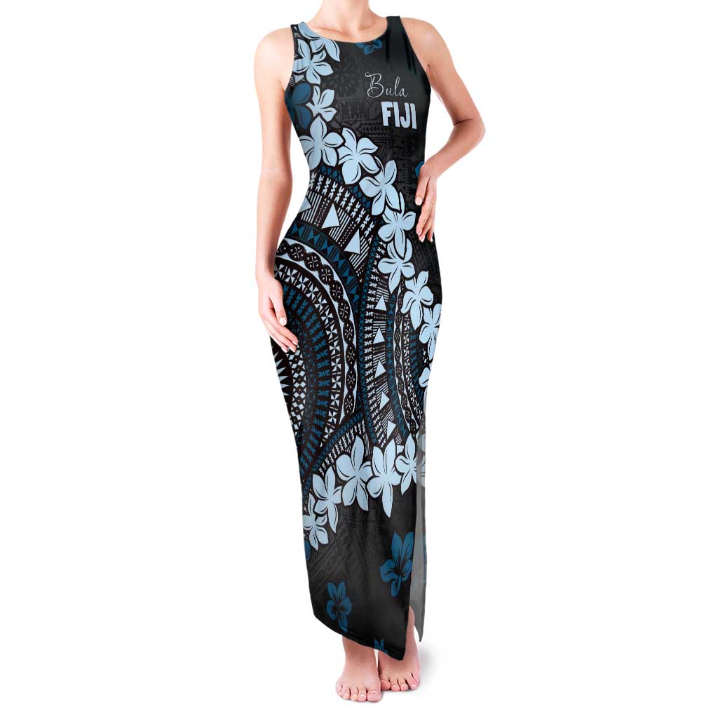 Bula Fiji Women's Day Tank Maxi Dress Indigo Masi Tapa LT7 Women Indigo - Polynesian Pride
