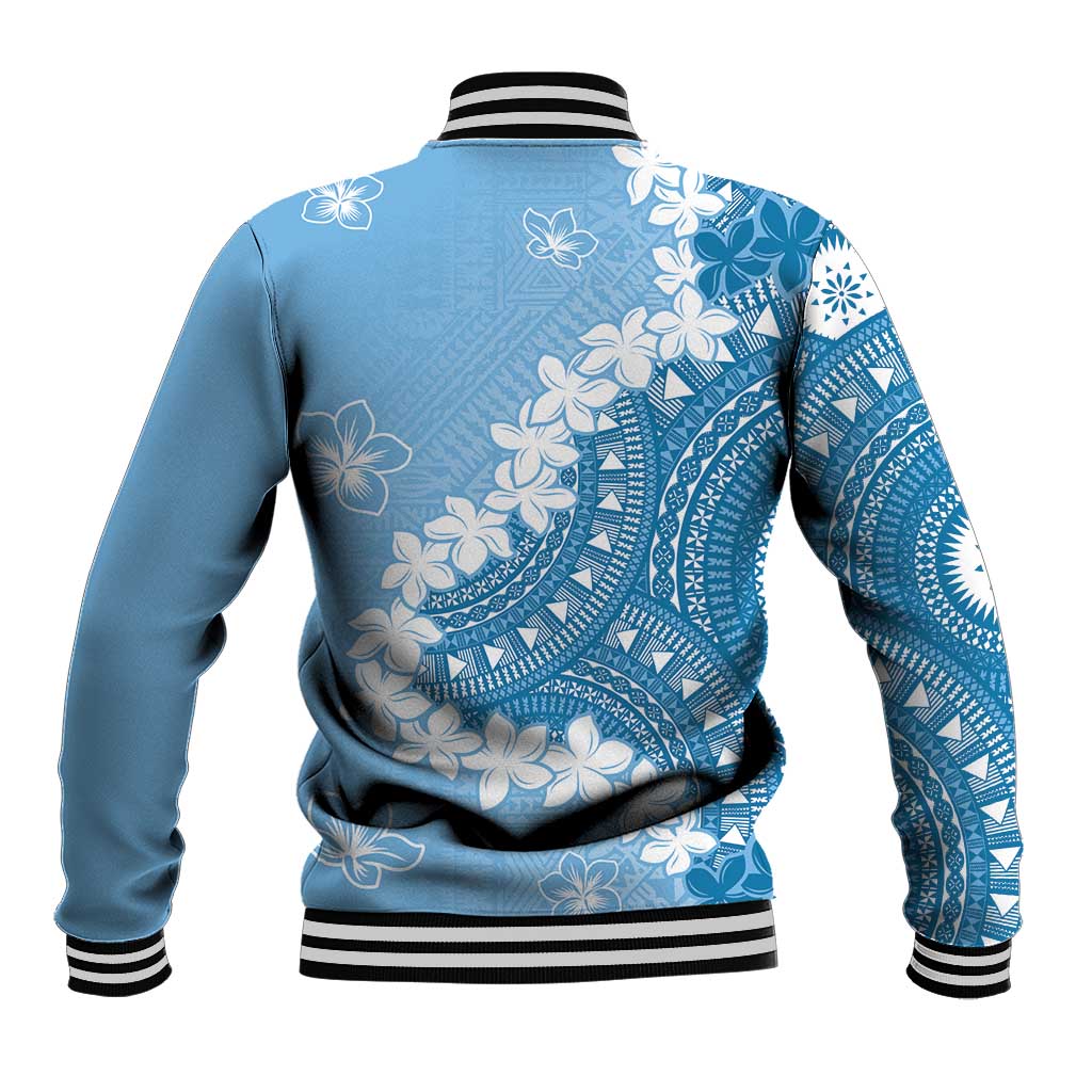 Bula Fiji Women's Day Baseball Jacket Turquoise Masi Tapa LT7 - Polynesian Pride