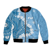 Bula Fiji Women's Day Bomber Jacket Turquoise Masi Tapa LT7 Unisex Turquoise - Polynesian Pride