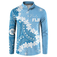 Bula Fiji Women's Day Button Sweatshirt Turquoise Masi Tapa LT7 Turquoise - Polynesian Pride