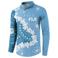 Bula Fiji Women's Day Button Sweatshirt Turquoise Masi Tapa LT7 - Polynesian Pride