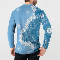 Bula Fiji Women's Day Button Sweatshirt Turquoise Masi Tapa LT7 - Polynesian Pride