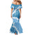 Bula Fiji Women's Day Family Matching Mermaid Dress and Hawaiian Shirt Turquoise Masi Tapa