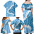 Bula Fiji Women's Day Family Matching Off Shoulder Maxi Dress and Hawaiian Shirt Turquoise Masi Tapa