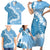 Bula Fiji Women's Day Family Matching Short Sleeve Bodycon Dress and Hawaiian Shirt Turquoise Masi Tapa