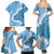 Bula Fiji Women's Day Family Matching Summer Maxi Dress and Hawaiian Shirt Turquoise Masi Tapa