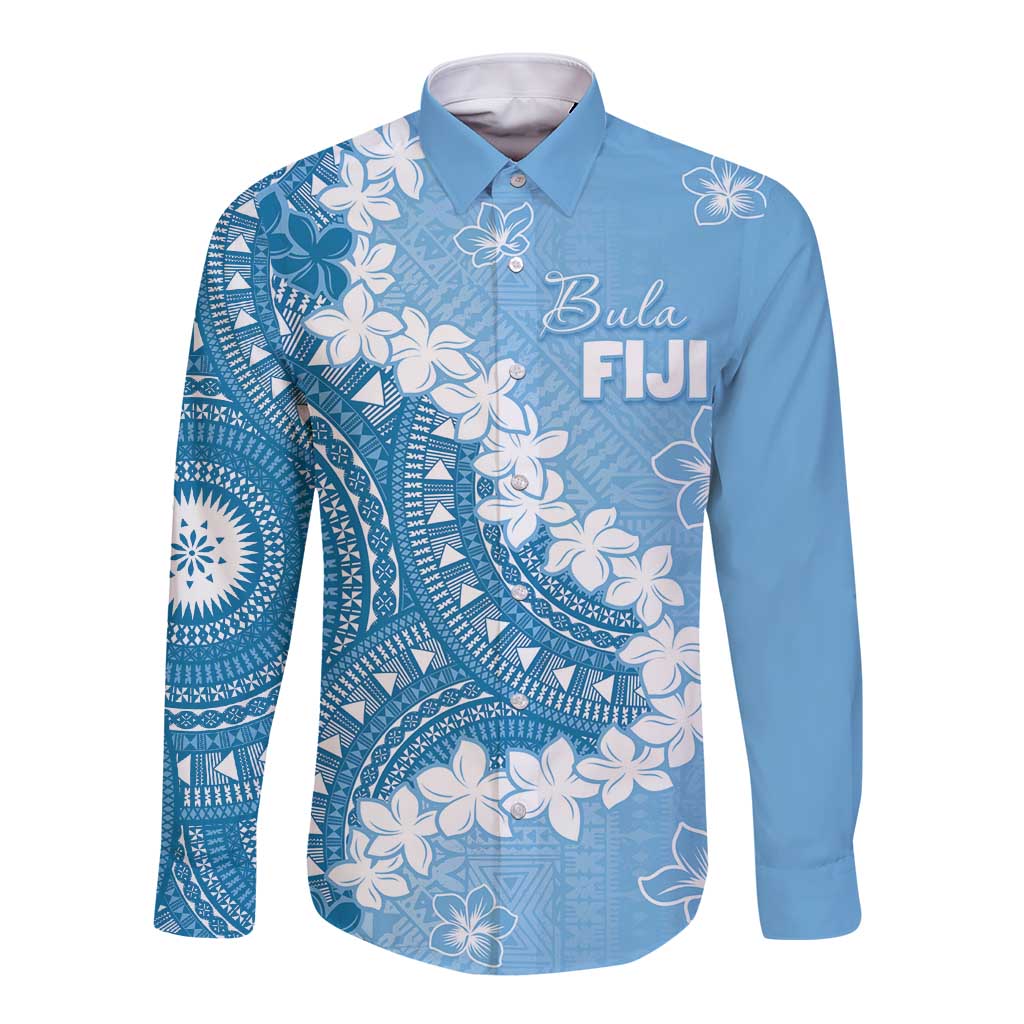 Bula Fiji Women's Day Long Sleeve Button Shirt Turquoise Masi Tapa LT7 Unisex Turquoise - Polynesian Pride