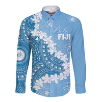 Bula Fiji Women's Day Long Sleeve Button Shirt Turquoise Masi Tapa LT7 Unisex Turquoise - Polynesian Pride