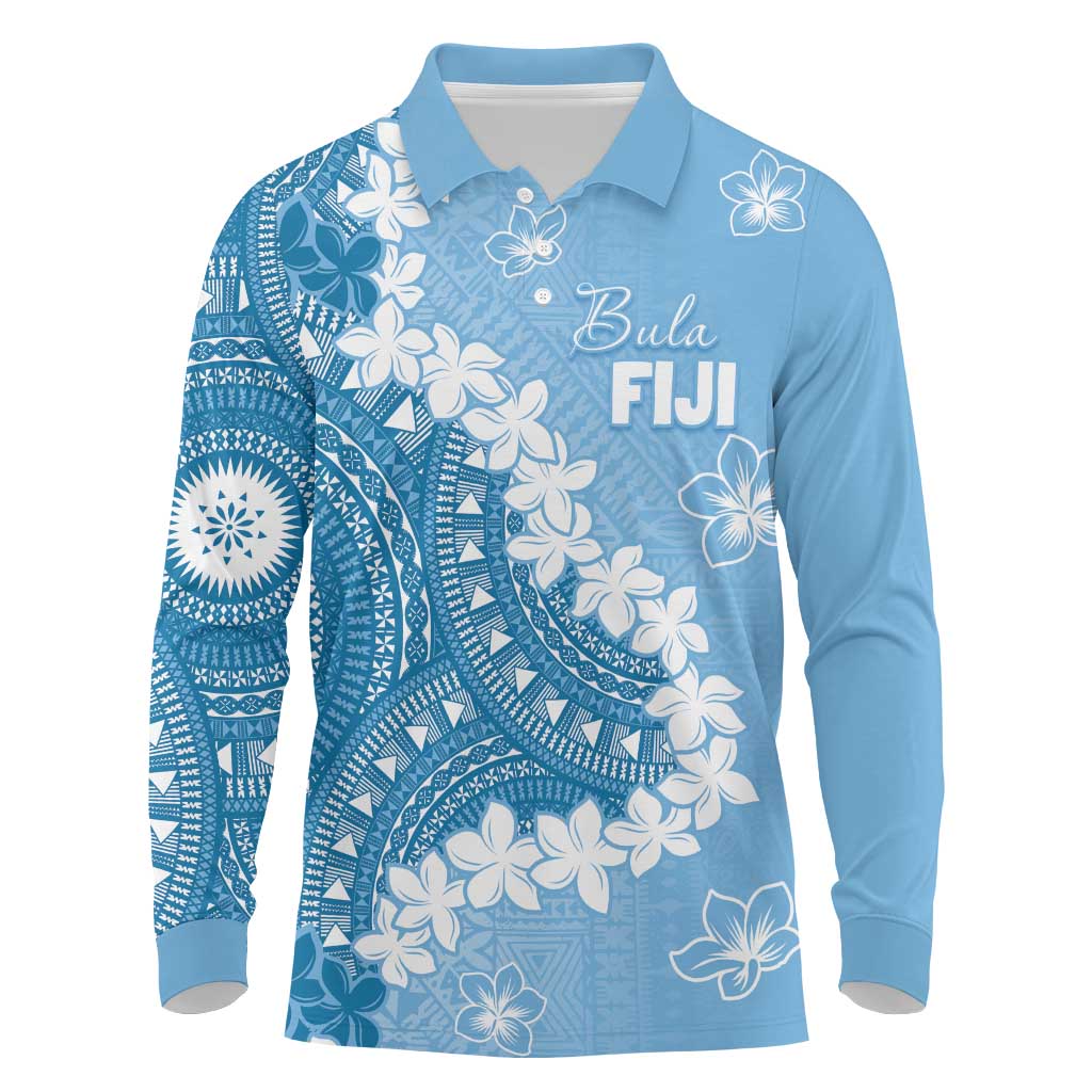 Bula Fiji Women's Day Long Sleeve Polo Shirt Turquoise Masi Tapa LT7 Turquoise - Polynesian Pride