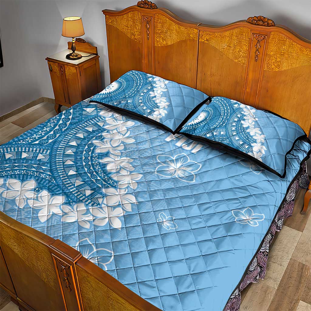 Bula Fiji Women's Day Quilt Bed Set Turquoise Masi Tapa LT7 - Polynesian Pride