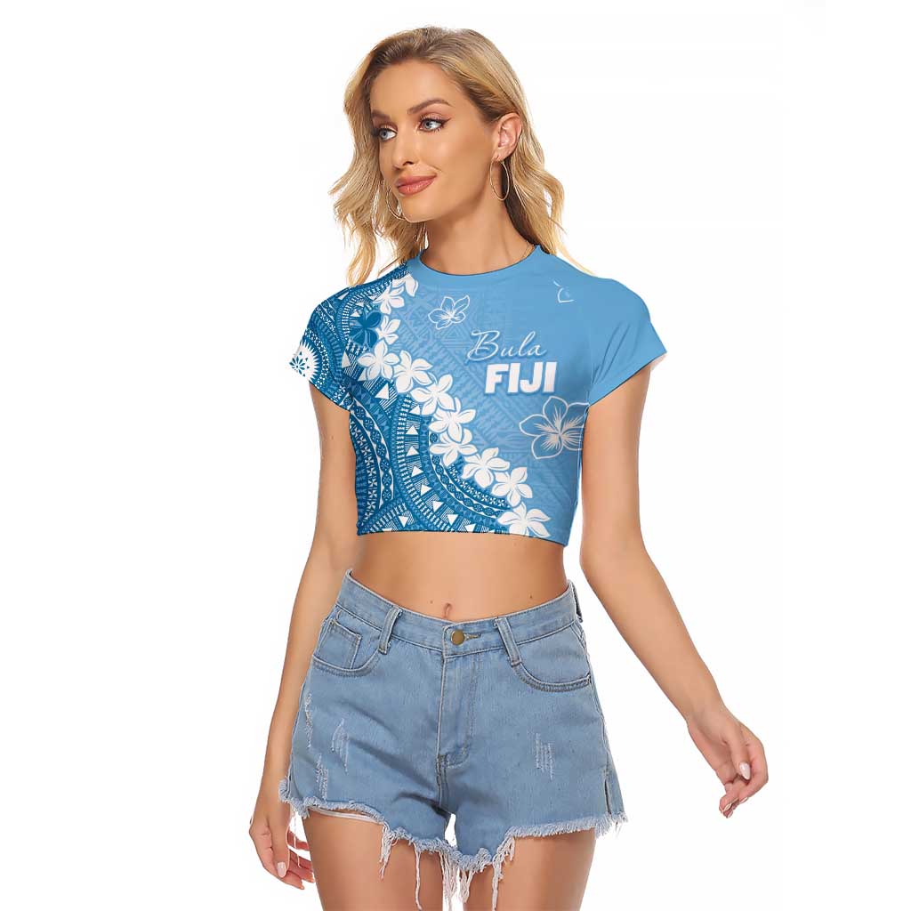 Bula Fiji Women's Day Raglan Cropped T Shirt Turquoise Masi Tapa LT7 Female Turquoise - Polynesian Pride