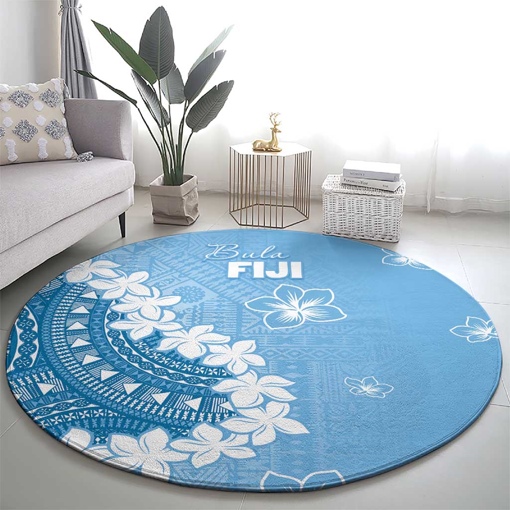 Bula Fiji Women's Day Round Carpet Turquoise Masi Tapa LT7 - Polynesian Pride