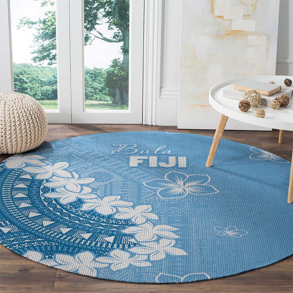 Bula Fiji Women's Day Round Carpet Turquoise Masi Tapa LT7 - Polynesian Pride