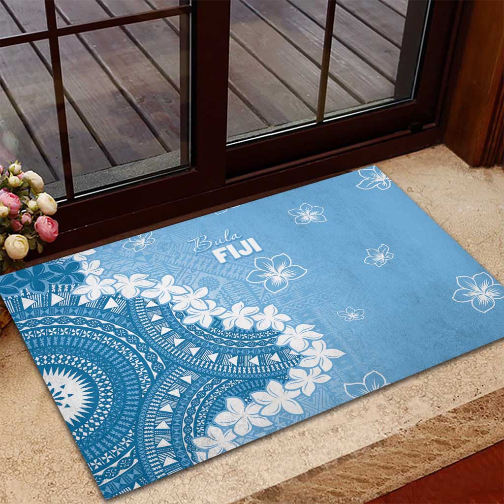 Bula Fiji Women's Day Rubber Doormat Turquoise Masi Tapa LT7 - Polynesian Pride